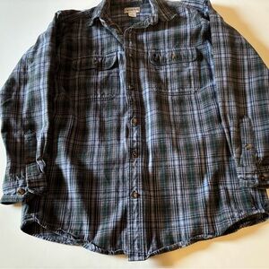 Carhartt Blue and Gray Plaid Button-Down Shirt